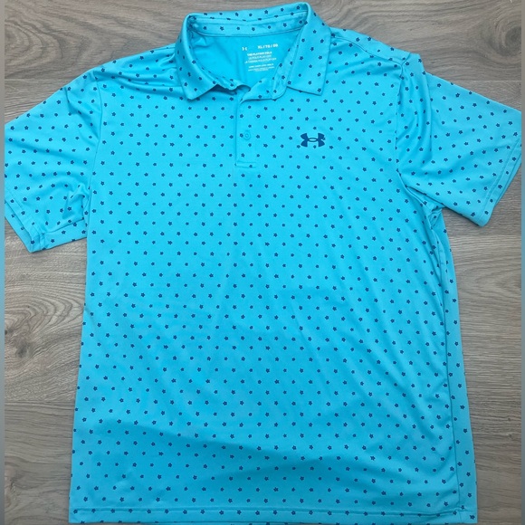 Under Armour Other - Under Armour Men's Light Blue Floral Patterned Golf Polo, Size XL